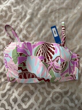 Colorful Abstract Print Bandeau Top with Straps